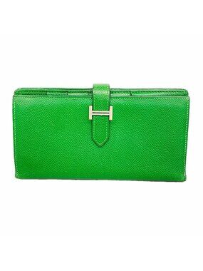 Hermes Wallet Bearn Soufflet Veau Epsom Bamboo Silver